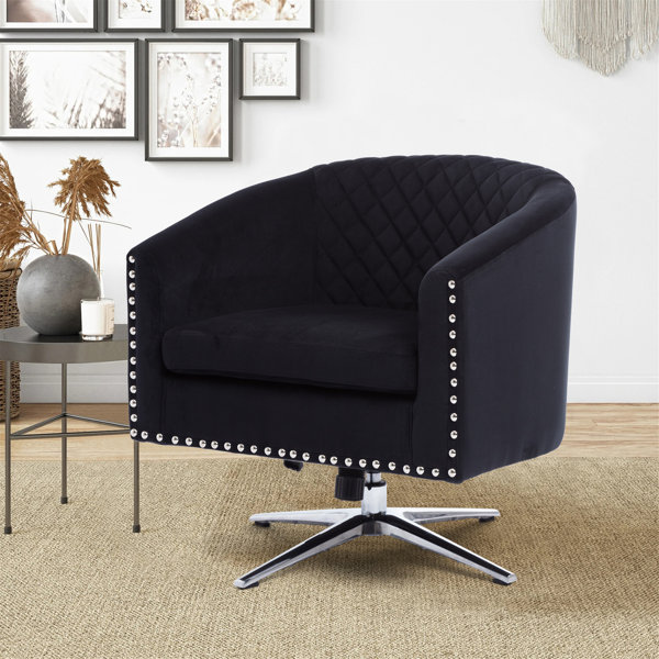 Black Swivel Barrel Chair | Wayfair